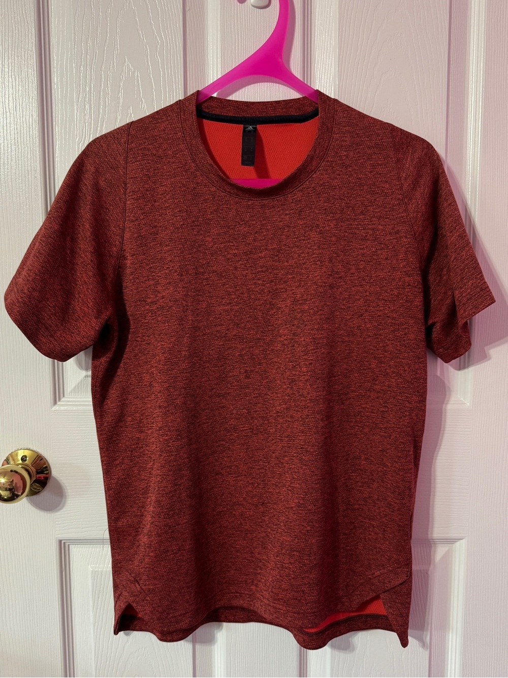 adidas Men's Heathered Burgundy Red Short Sleeve Crew
